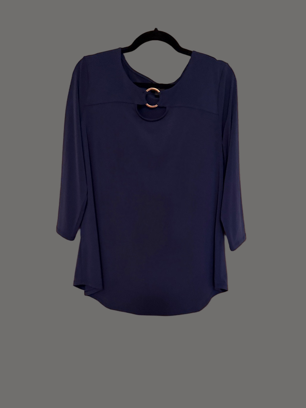 JM Collection Navy Blue Ring-Accent Tunic